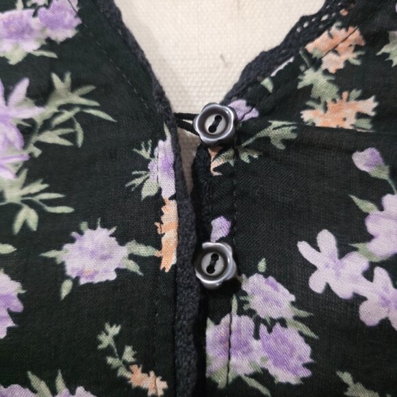 Hippie Rose Black and Purple Floral Blouse - Picture 3 of 3